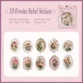 Vintage embossed floral sticker pack detail, retro relief flower design for DIY craft decor. - 20 Pieces/Pack / Pink Theme