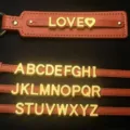 Gold letter PVC wrist strap keychain and custom DIY alphabet accessory display detail. - A-Z Set of 26 Letters / Gold