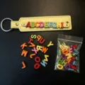 Detailed view of DIY colorful plastic alphabet letter beads keychain and loose parts. - A-Z Set of 26 Letters / Dark Color