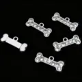 Silberfarbene Knochen Form DIY Anhänger mit funkelnden Strasssteinen für handmade Schmuck. - Knochen Anhänger