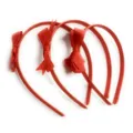 Close-up detail of the red grosgrain ribbon bow headbands, showing fine texture and cute style. - Three-Piece Set / Orange