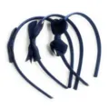 Kids navy blue ribbon bow headbands set of 3 simple sweet hair accessories for daily wear - Three-Piece Set / Navy Blue