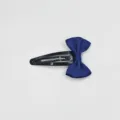 Blue ribbon bow hair clip for girls, cute sweet princess hair accessory, simple everyday snap clip - Navy Blue
