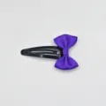 Purple satin bow hair clip detail, cute metal snap hair accessories for sweet girls daily styling. - Deep purple