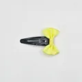 Black BB hair clip with a bright yellow satin bow, sweet and simple hair accessory for girls. - Light Yellow