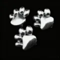 Silver glossy cat paw print charm close-up detail, metal DIY jewelry accessory for collars. - 10mm / Silver