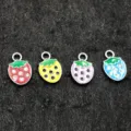 Pendentifs fraise en émail coloré avec strass pour la création de bijoux DIY. - Fraise