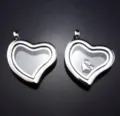 Colgante de medallón de vidrio en forma de corazón transparente abrible accesorio de joyería - Predeterminado