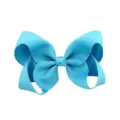 Détail de nœud de cheveux en ruban gros-grain bleu clair, nœud élégant pour filles. - Bleu lac