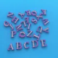 Pendentifs lettres strass 8mm colorés breloques alphabet DIY pour bracelets porte-clés. - Rose Fuchsia (Sélection par Note)