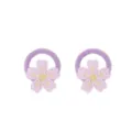 Cute children flower hair ties purple elastic hair bands with embroidered floral ponytail holders - 14# (2605122) / 1PC