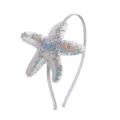 Diadema de estrella de mar con lentejuelas para niños, accesorio de pelo brillante temática océano. - Gris