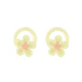 Close-up detail of yellow flower hair ties with pink embroidery, perfect for cute kids hairstyles. - 13# (2605122) / 1PC