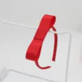 Red satin ribbon bow headband for girls, simple elegant hair accessory for daily wear. - Red