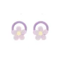 Close-up of cute purple embroidered flower hair tie, elastic seamless towel ring for kids. - 11# (2605122) / 1PC