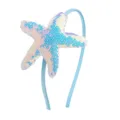 Sequined starfish headband for girls, cute blue hair hoop, sparkly ocean hair accessories. - Blue
