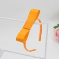 Orange satin ribbon bow headband for girls, stylish solid hair accessories for daily wear. - Yellow