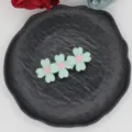 Cute embroidered flower hair clip for kids, sweet green pink design, perfect detail view. - Light Green Pink Center Triple Flower (11#)