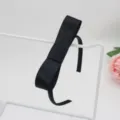 Black satin ribbon bow headband for girls, elegant hair accessory for children and daily wear. - Black