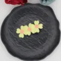 Close-up of cute yellow embroidered flower hair clip with pink center, sweet style detail. - Yellow Flower Pink Center Woven Triple Flower (10#)