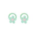 Close-up detail of cute green embroidered flower hair tie for kids, soft elastic rubber band. - 06# (2605122) / 1PC
