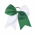Grande fiocco per capelli cheerleader verde bianco nastro gros grain porta coda cavallo - Verde e Bianco