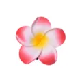 Primo piano della molletta per capelli con fiore di plumeria artificiale sfumato rosa e giallo. - 10# Rosa Bianco Centro Giallo