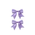 Dubbellaagse zwaluwstaart strik satijn haarspeld detailweergave, elegant paars haaraccessoire. - 2 Stuks/Pack / Lichtpaars