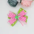 Children cute polka dot hair bow clip with adorable turtle charm, perfect daily hair accessory. - Pink Green Polka Dot Turtle Style