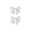Double layer white swallowtail ribbon bow hair clip, minimalist versatile princess hair accessory. - Pack of 2 / White