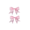 Pink double layer satin ribbon hair bow clip sweet princess style cute hair accessory detail - Pack of 2 / Pink