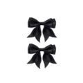 Classic black double-layer swallowtail ribbon hair clip, elegant and versatile hair accessory. - Pack of 2 / Black