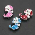 Bunt Emaille Hund Legierung Anhänger Perle mit Strass für Halskette Schmuck DIY - Hund / 8mm