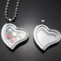 Hart Floating Locket Ketting Glas Herinnering Hanger Hartvormig Sieraad Cadeau - Glas Medaillon Hart