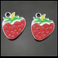 Enamel strawberry charm pendant DIY jewelry making cute necklace accessory craft 1pc - Strawberry Pendant