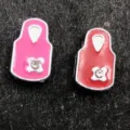 DIY enamel clothing shape charm buttons with rhinestones, cute small accessories for crafts. - Dudou
