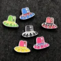 Colorful metal hat shape DIY charm set with rhinestones for shoes bags clothing decoration - Witch Hat 3