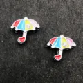 Colorful enamel umbrella DIY charms for jewelry making crafts, cute metal tiny pendants. - Umbrella