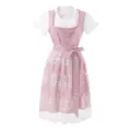 Ensemble robe dirndl traditionnelle allemande pour Oktoberfest avec corsage rose et chemisier. - S / Robes / Rose