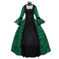 Belle robe de cour vintage victorienne verte elegante longue robe de bal pour femmes - S / Robes / Vert