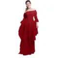 Magnifique robe longue gothique rouge vintage avec épaules dénudées, idéale pour les fêtes. - S / Robes / Rouge