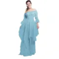 Robe longue gothique rétro et élégante à épaules dénudées et manches trompette. - S / Robes / Bleu ciel