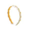 Floral lace headband daisy hair accessory sweet detail view showing cute floral design. - Yellow