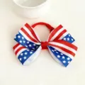 American flag bow hair tie for kids, red white and blue patriotic children hair accessory detail - Bowknot Hair Tie Style (07#)