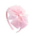 Close-up detail of the pink grosgrain ribbon bow headband for girls, fine texture design. - Light Pink (09#)