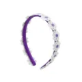 Sweet floral lace headband with purple daisy design, cute hair accessory for girls fashion. - Purple
