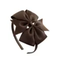 Brown grosgrain ribbon swallowtail bow headband detail shot showing clear texture and sweet design. - Dark Brown (08#)