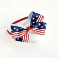 Close-up detail of the red white and blue bow headband, featuring stars and stripes pattern. - Big Bow Headband Style (03#)