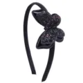 Serre-tête papillon pailleté noir pour filles, cerceau à cheveux brillant, accessoire mignon. - Noir