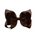 Bruine ripsband haarstrik clip, zoete kinder prinses haaraccessoire variant. - Donkerbruin
